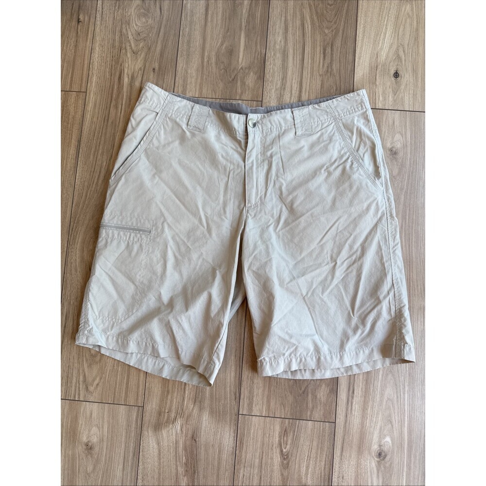 Columbia Tan Khaki Cargo Shorts Mens Sz 38 Hiking Fishing Utility Omni Shade